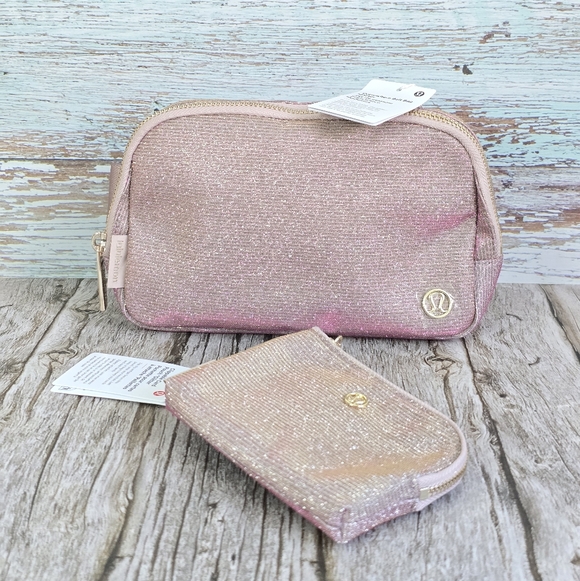 *NWT* LULULEMON Glitter Pink Everywhere Belt Bag & Clippable Card Pouch Set - Picture 3 of 13
